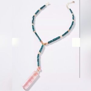 Nakamol, Anthropologie, Sea Breeze Pendant Necklace, Turquoise/Rose Quartz- NWT